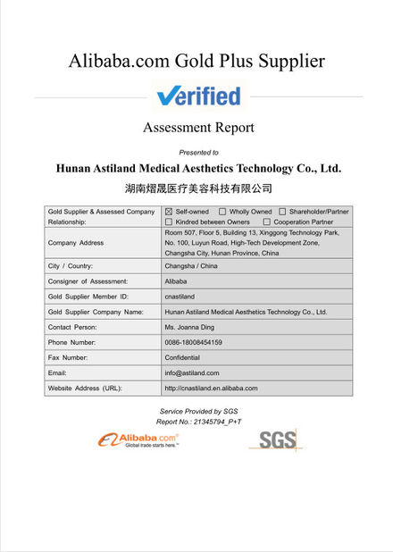 China Astiland Medical Aesthetics Technology Co., Ltd Certification